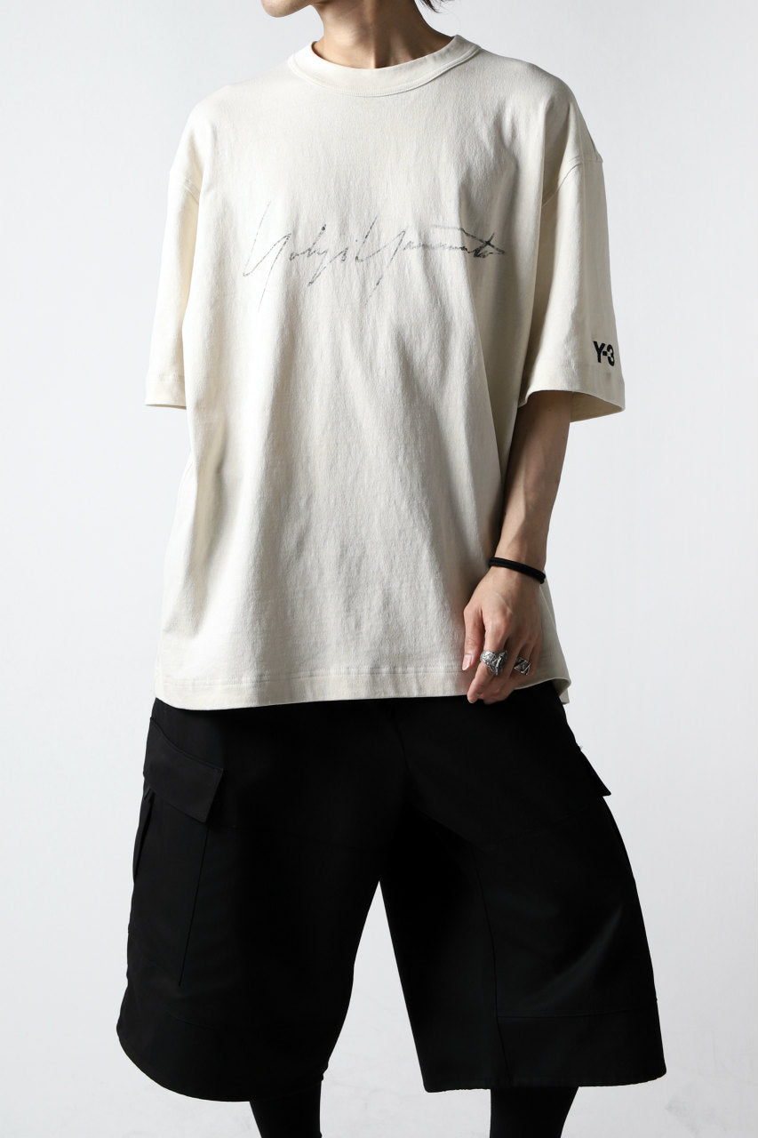 Y-3 Yohji Yamamoto DISTRESSED SIGNATURE SHORT SLEEVE TEE (ECRU)