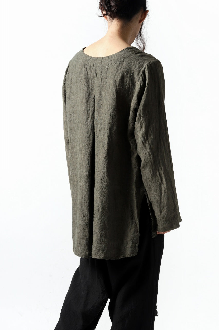 _vital square neck tunica tops / organic linen (苔/KHAKI)