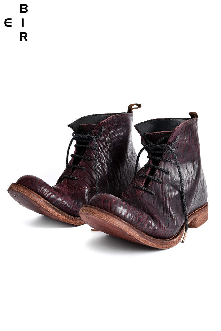 Load image into Gallery viewer, ierib whole cut rounded lace-up boots / waxy JP culatta (RED PURPLE)