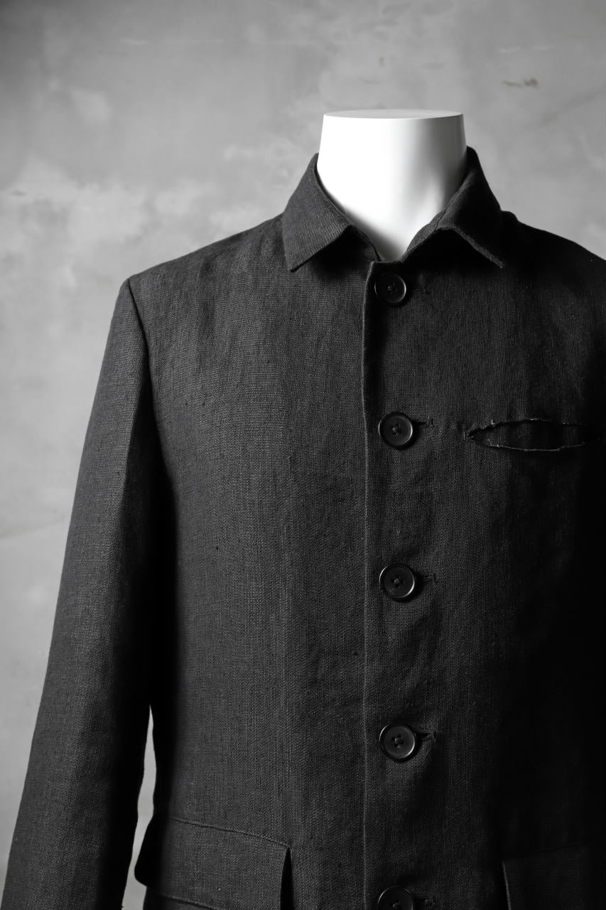 blackcrow shirt-collar 5B jacket / hemp (black)