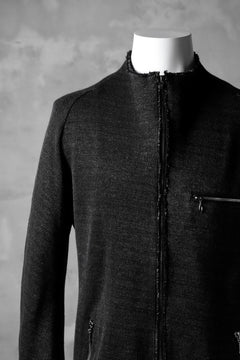 Load image into Gallery viewer, blackcrow raglan zip blouson / cotton&amp;hemp double faces (charcoal)