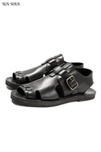 Load image into Gallery viewer, sus-sous sandal shoes / italy oiled cow leather *hand dyed (BLACK BROWN)