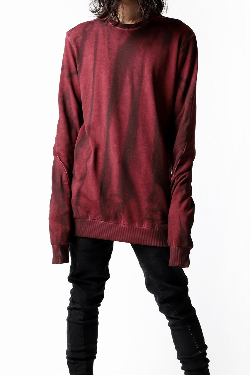 thomkrom BRUSHED BACK PULLOVER SHIRT / OILED SPRAY DYE (RED)