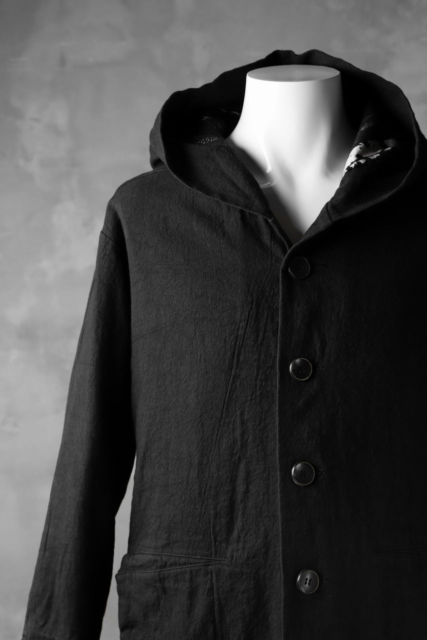 _vital reversible hooded coat / organic twill+texture print