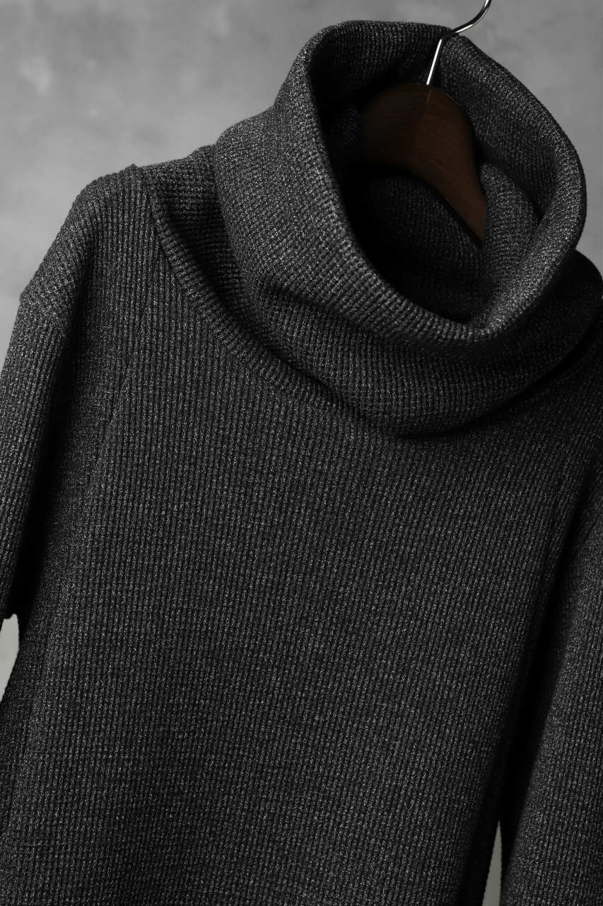 A.F ARTEFACT exclusive DUSTY WAFFLE DRAPED HIGH NECK TOPS (MELANGE BLACK)