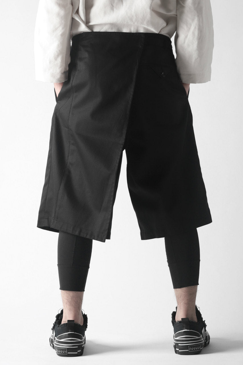 KAZUYUKI KUMAGAI 2Tuck Trouser Style Short Pants / Compact Cotton Twill (BLACK)