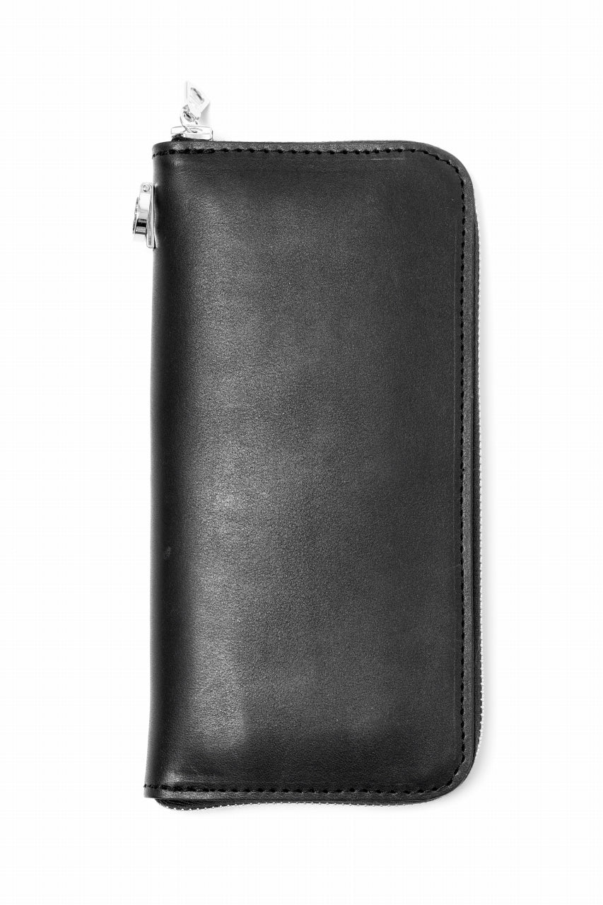 ISAMU KATAYAMA BACKLASH ROUND FASTNER WALLET / GUIDI HORSE BUTT (BLACK)