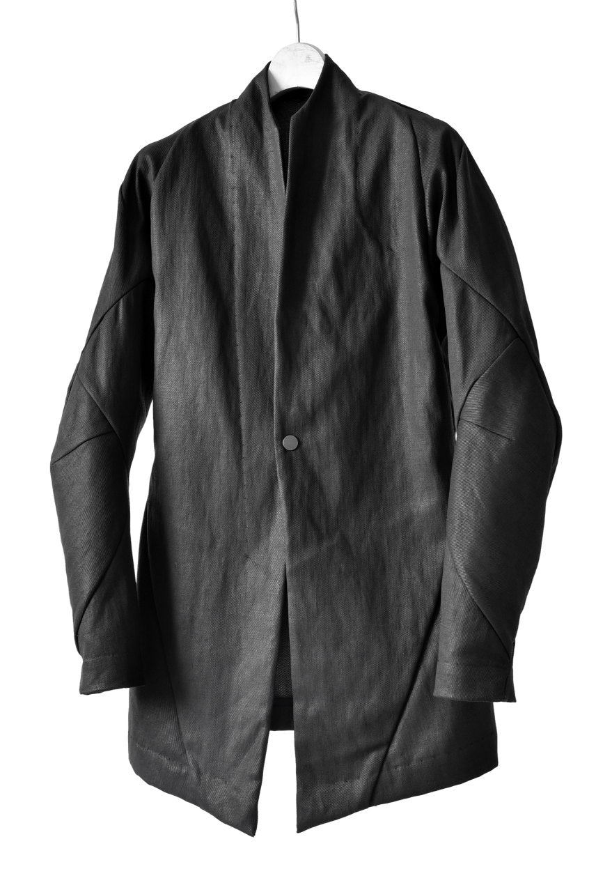 Load image into Gallery viewer, LEON EMANUEL BLANCK FORCED SHORT BLAZER JACKET with LAPEL / PLAIN STITCH / RESINATED CL-TWILL (BLACK)