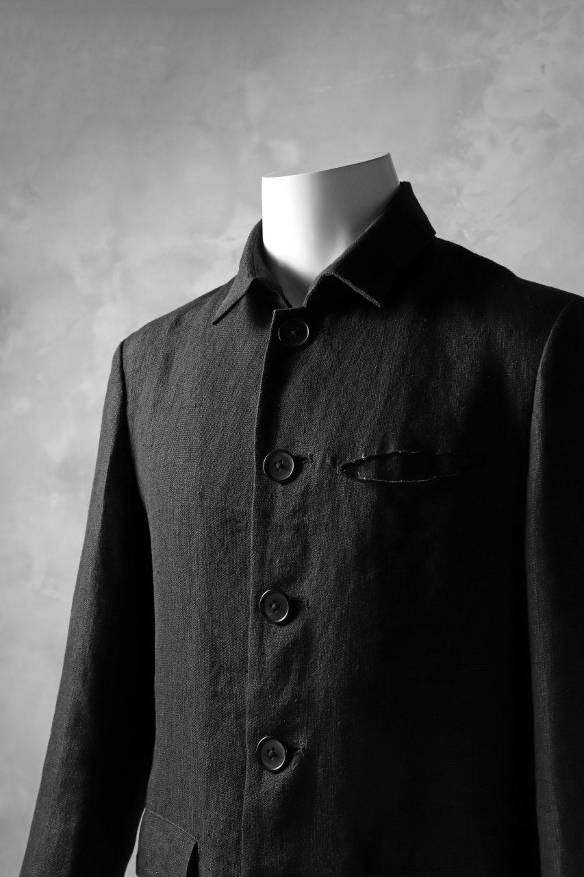blackcrow shirt-collar 5B jacket / hemp (black)