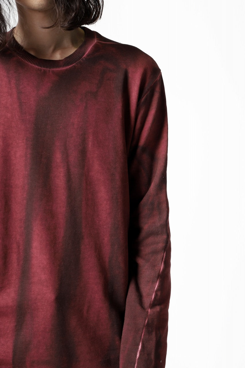 thomkrom BRUSHED BACK PULLOVER SHIRT / OILED SPRAY DYE (RED)