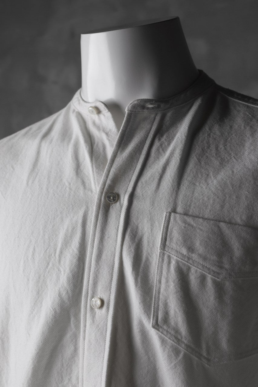 Load image into Gallery viewer, sus-sous band collar shirt #HOKKOH / C100 3/2 OX (WHITE)