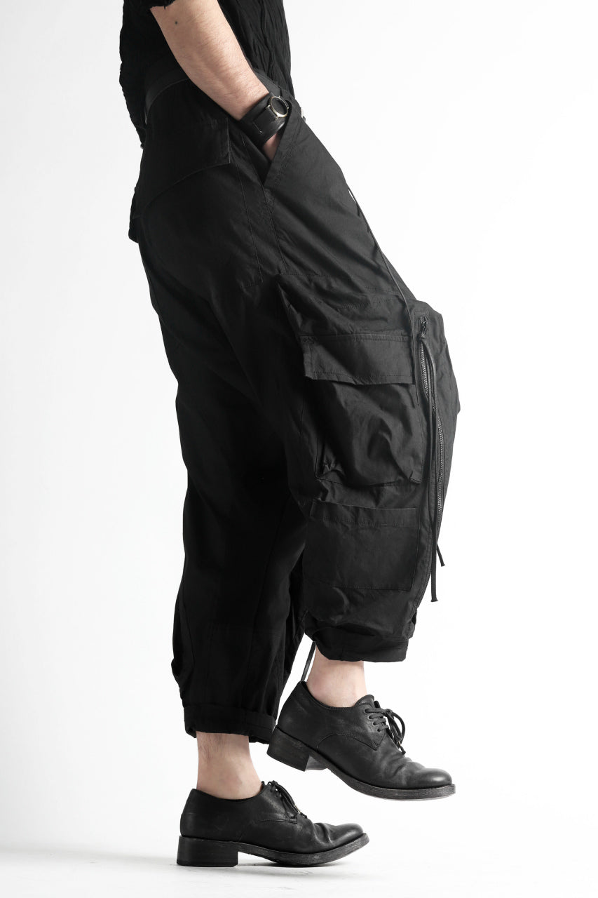 A.F ARTEFACT MILITARY SAROUEL WIDE PANTS / ZIP DOUBLE STRUCTURE (BLACK)