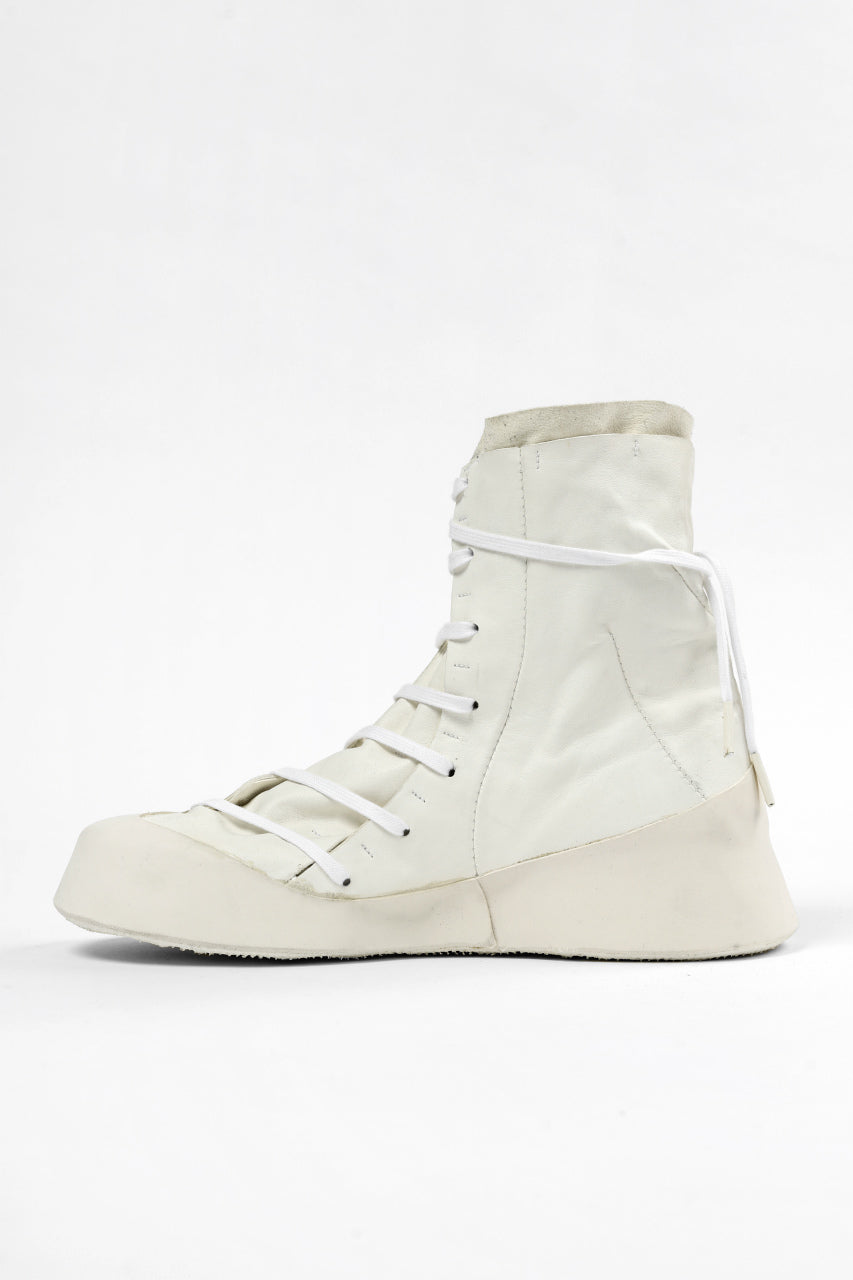 LEON EMANUEL BLANCK DISTORTION FEATHER WEIGHT HIGH TOP SNEAK BOOTS / GUIDI HORSE LEATHER (WHITE)
