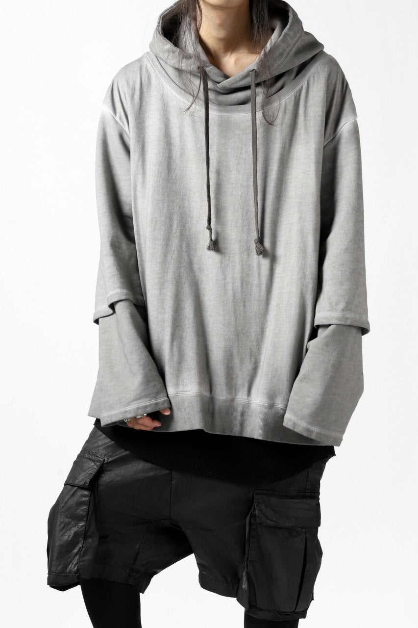 画像をギャラリービューアに読み込む, A.F ARTEFACT &quot;BEHIND&quot;DYEING LAYERED TEE HOODIE (GREY)