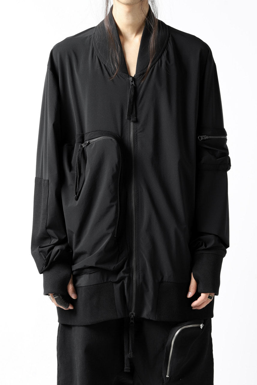 画像をギャラリービューアに読み込む, thomkrom RADICAL ZIP-POC TECH BOMBER JACKET (BLACK)