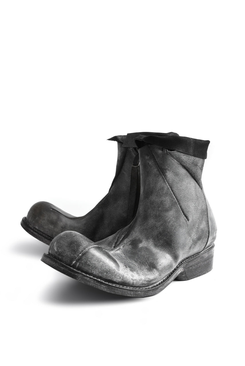 LEON EMANUEL BLANCK DISTORTION ANKLE BOOT / GUIDI HORSE REVERSED (GREY WAXED)