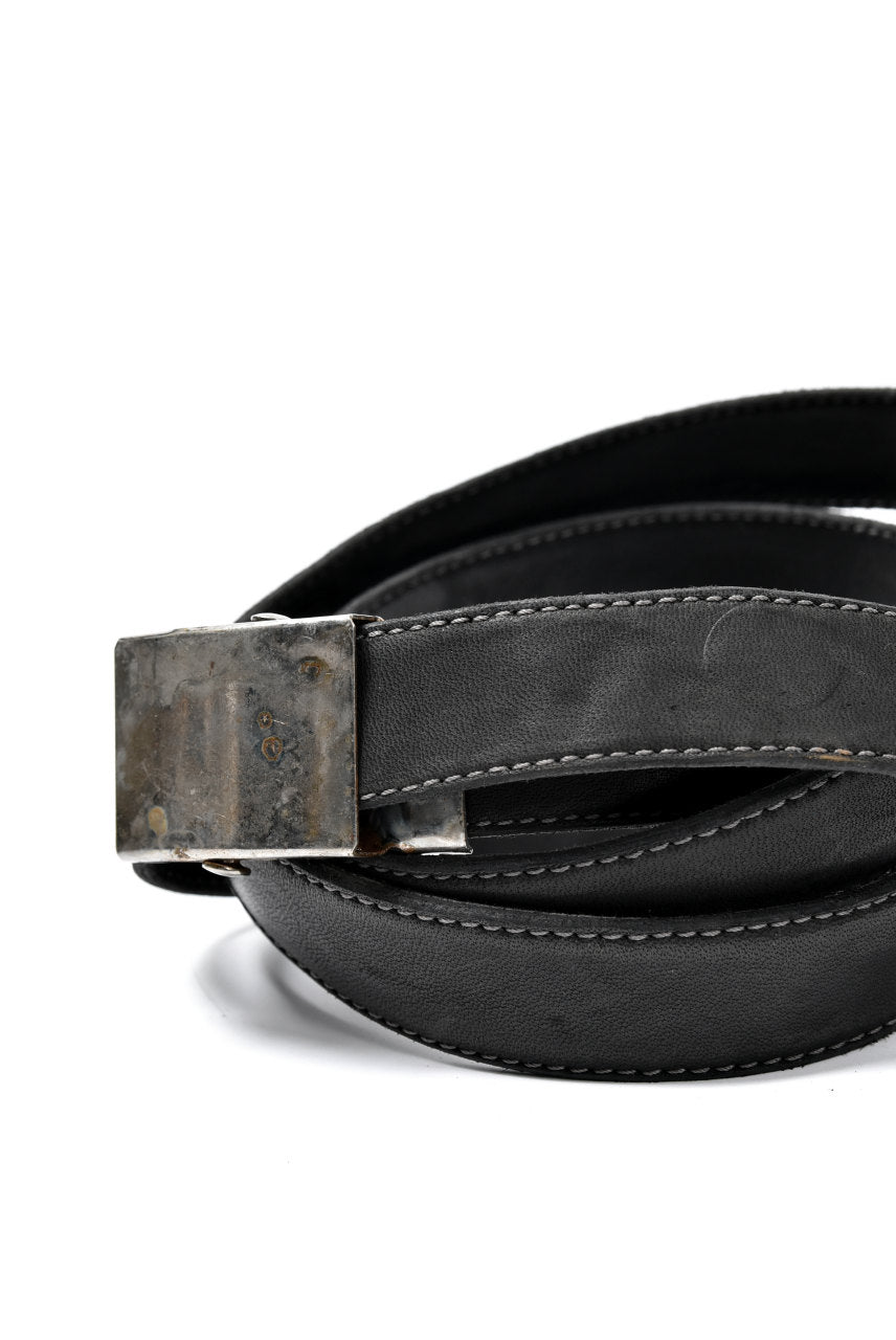 incarnation HORSE LEATHER NARROW BELT with G.I BUCKLES (DARK GREY)