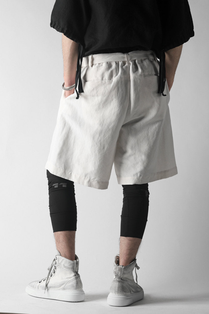 KAZUYUKI KUMAGAI Wrap Wide Shorts / Strong Twist C/Li Ox (WHITE)