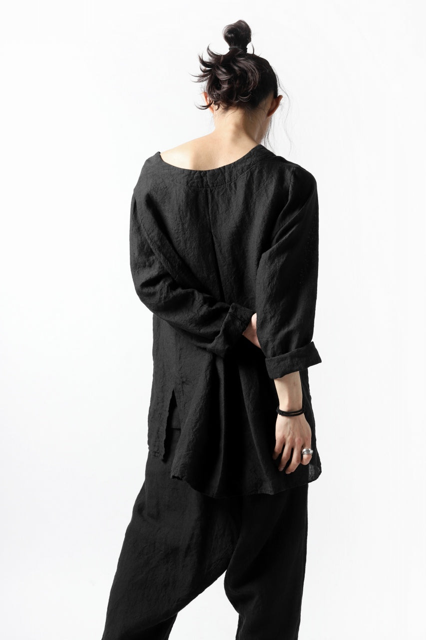 _vital square neck tunica tops / organic linen (BLACK)