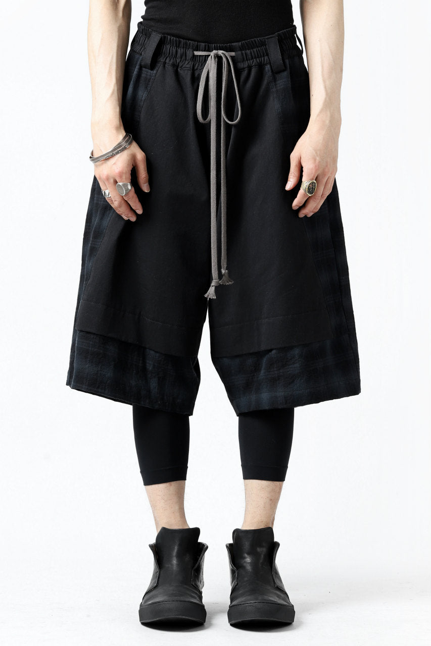 A.F ARTEFACT CHECKED COMBI SARROUEL SHORTS (BLACK×GREY)