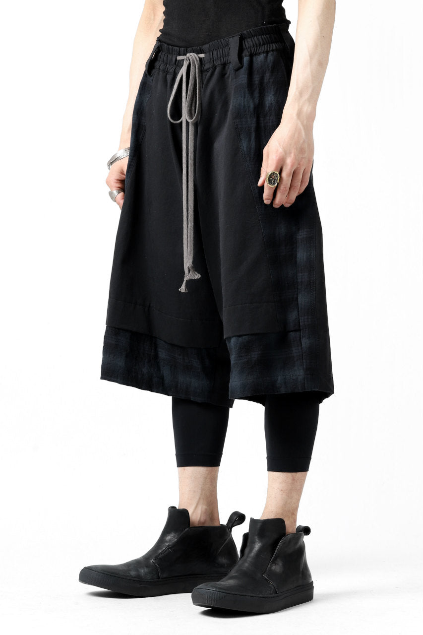 画像をギャラリービューアに読み込む, A.F ARTEFACT CHECKED COMBI SARROUEL SHORTS (BLACK×GREY)