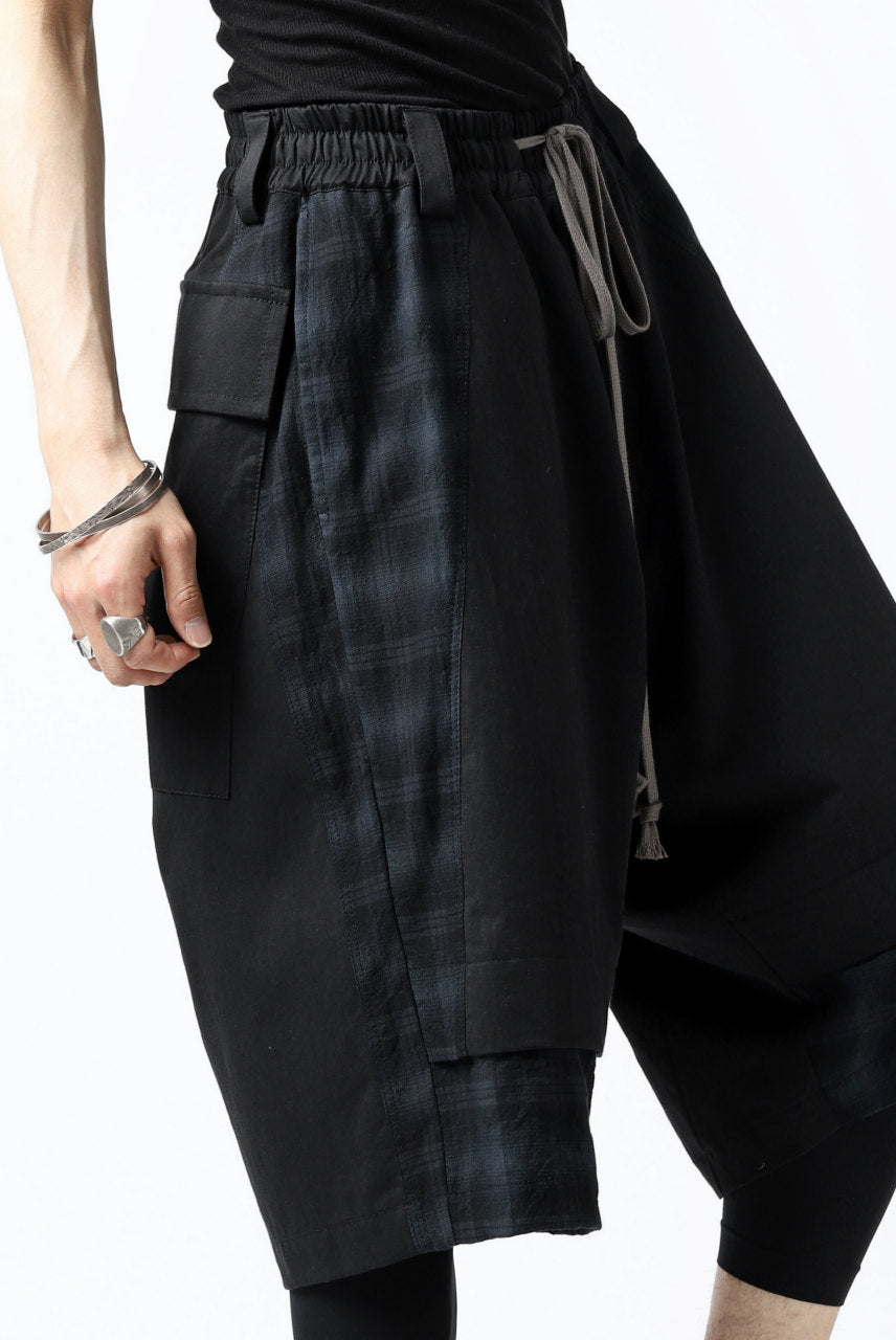 A.F ARTEFACT CHECKED COMBI SARROUEL SHORTS (BLACK×GREY)