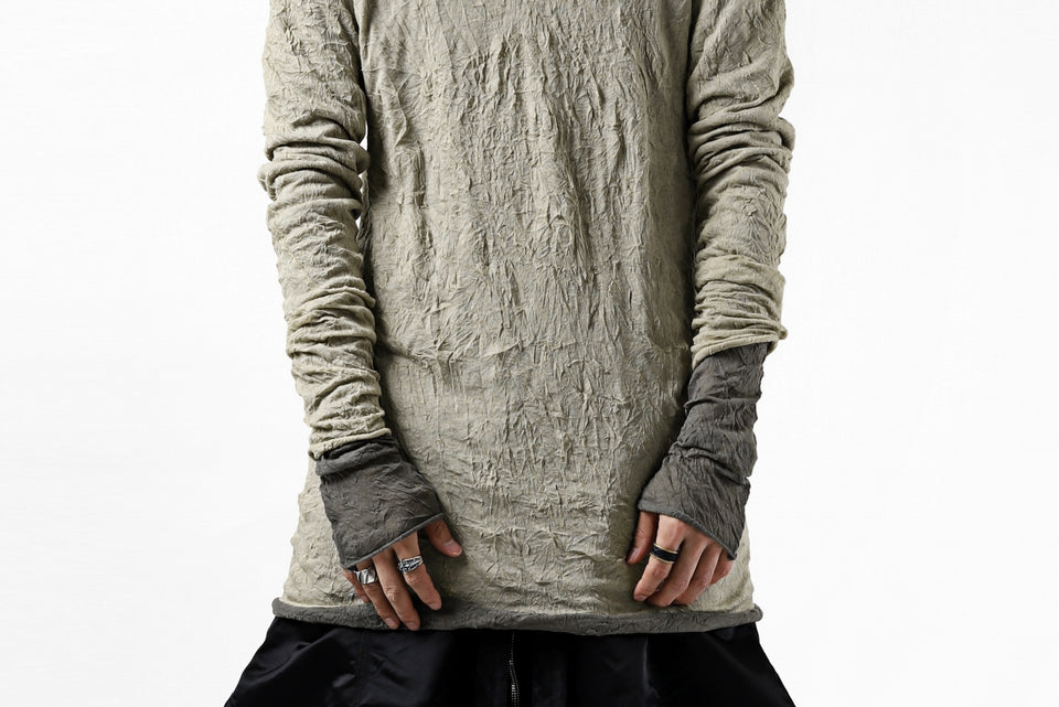 Load image into Gallery viewer, A.F ARTEFACT &quot;CRUMPLE&quot; DOUBLE LAYER L/S TOPS (BROWN×GREY)