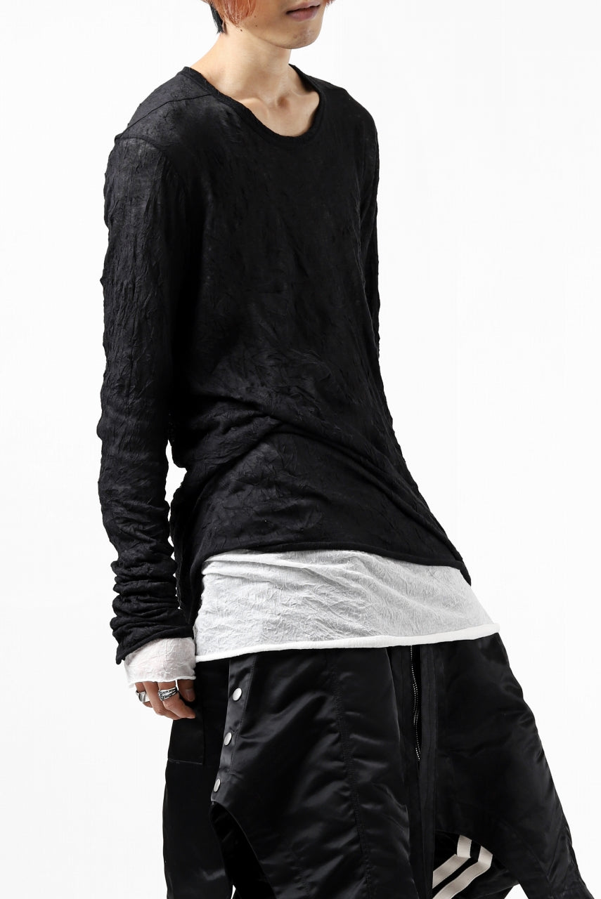 A.F ARTEFACT CRUMPLE DOUBLE LAYER JERSEY L/S (BLACK×WHITE)