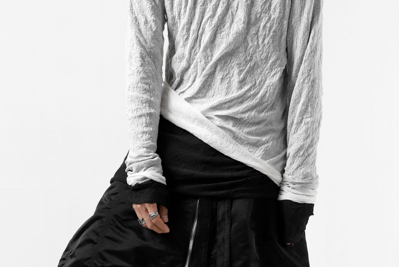 A.F ARTEFACT CRUMPLE DOUBLE LAYER JERSEY L/S (BLACK×WHITE)