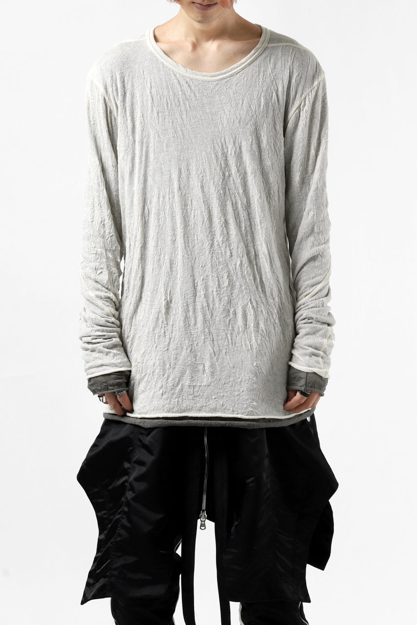 画像をギャラリービューアに読み込む, A.F ARTEFACT &quot;CRUMPLE&quot; DOUBLE LAYER L/S TOPS (IVORY×GREY)