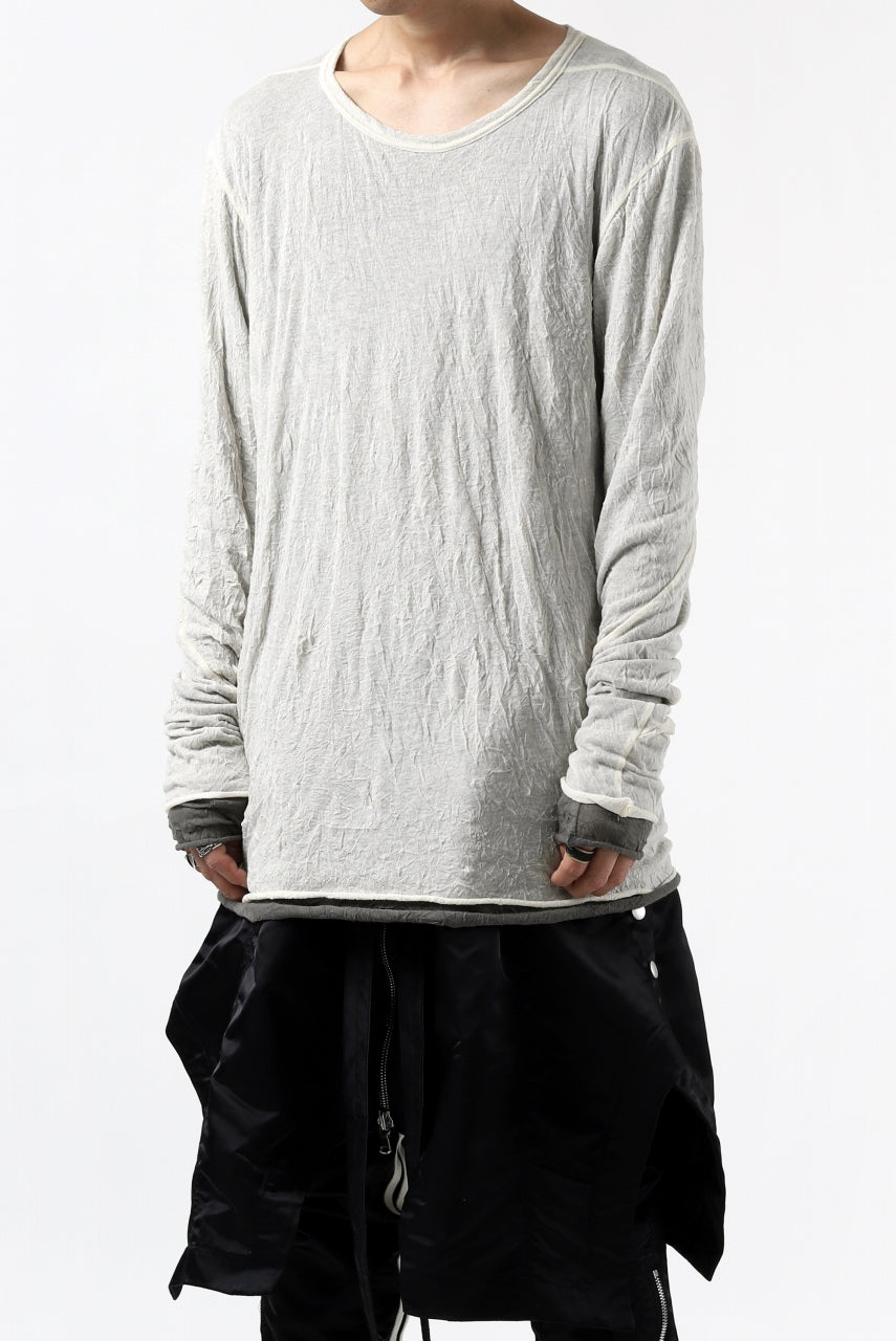 A.F ARTEFACT DOUBLE LAYERED LONG SLEEVE TOPS (IVORY×GREY)