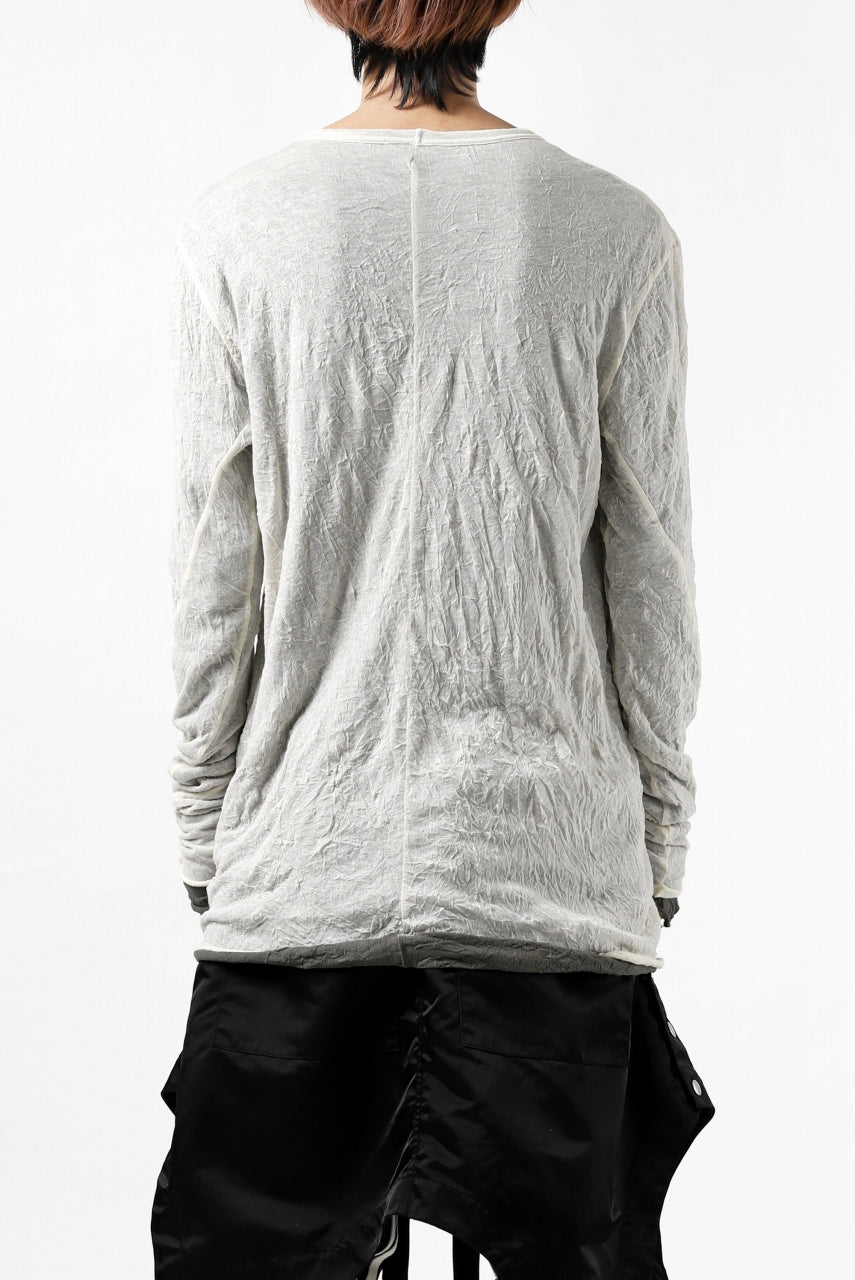 A.F ARTEFACT DOUBLE LAYERED LONG SLEEVE TOPS (IVORY×GREY)