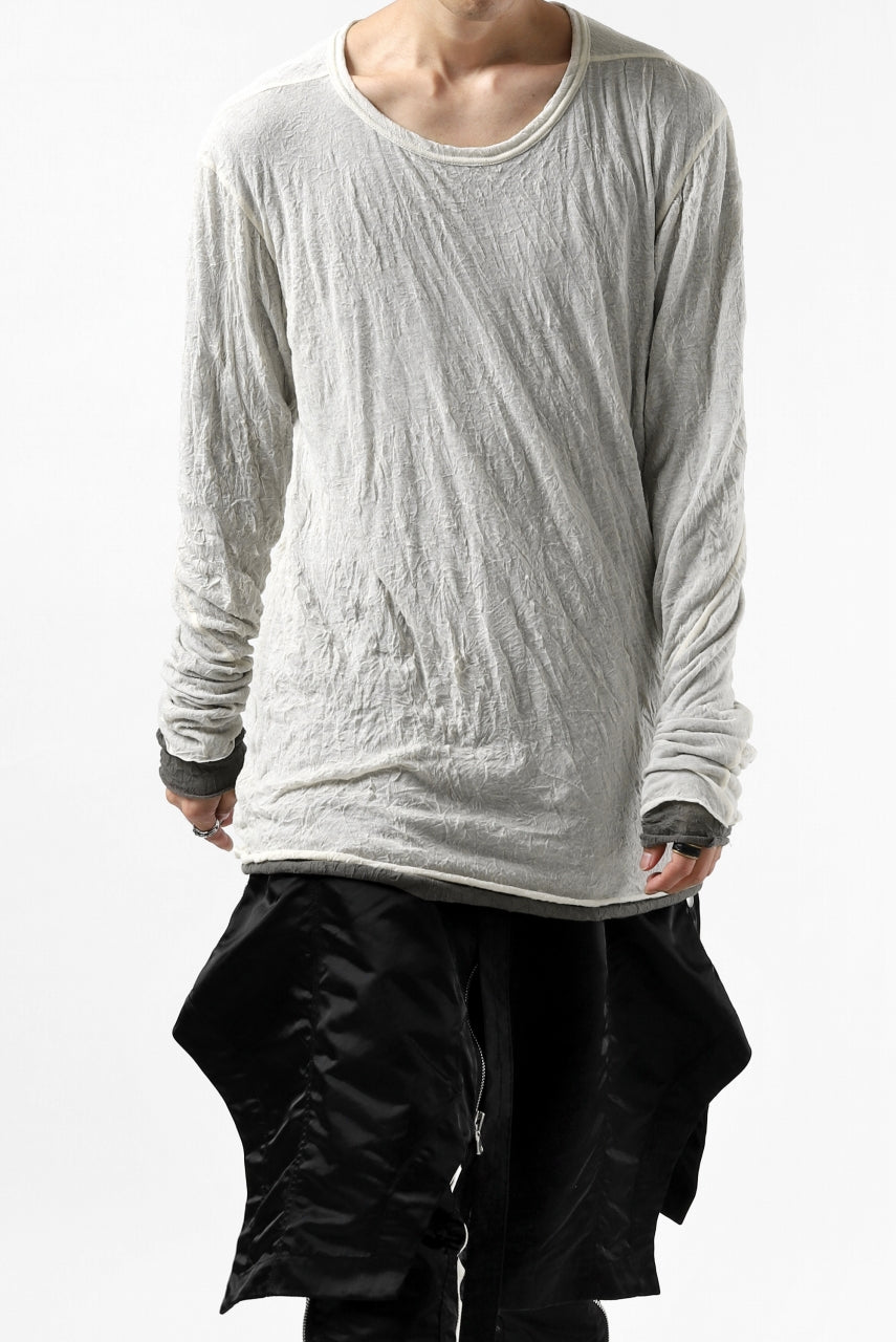 A.F ARTEFACT DOUBLE LAYERED LONG SLEEVE TOPS (IVORY×GREY)