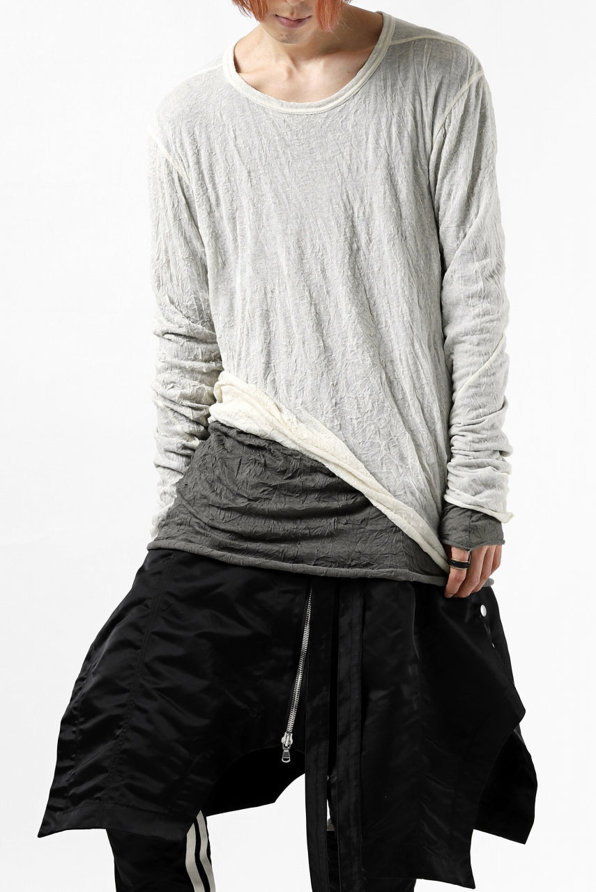 A.F ARTEFACT DOUBLE LAYERED LONG SLEEVE TOPS (IVORY×GREY)