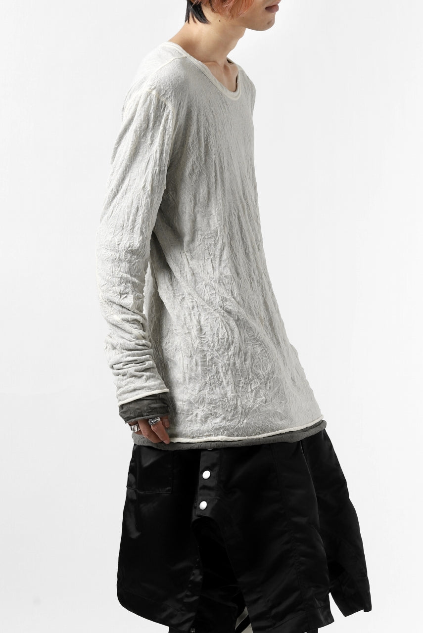 A.F ARTEFACT DOUBLE LAYERED LONG SLEEVE TOPS (IVORY×GREY)