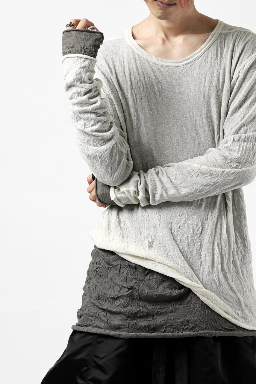 A.F ARTEFACT DOUBLE LAYERED LONG SLEEVE TOPS (IVORY×GREY)