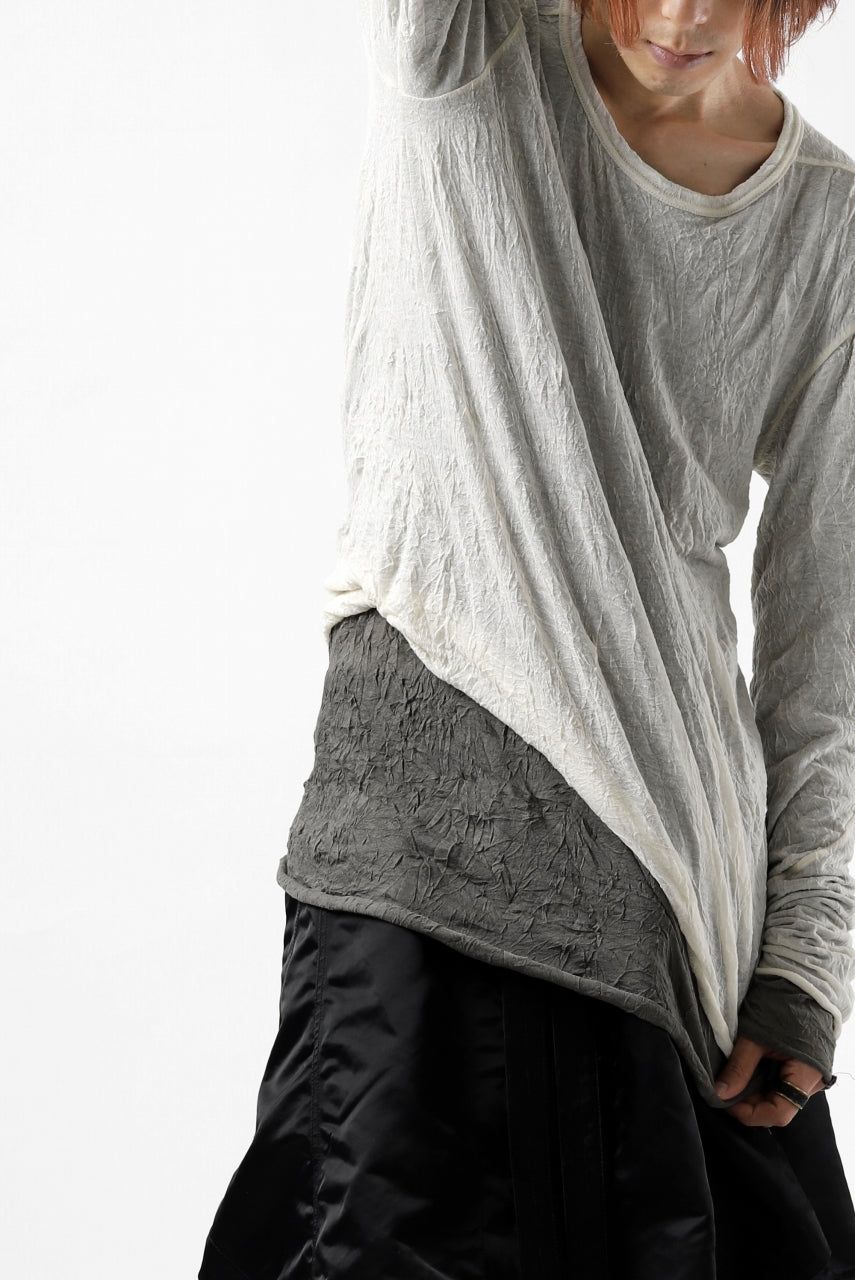 Load image into Gallery viewer, A.F ARTEFACT &quot;CRUMPLE&quot; DOUBLE LAYER L/S TOPS (IVORY×GREY)