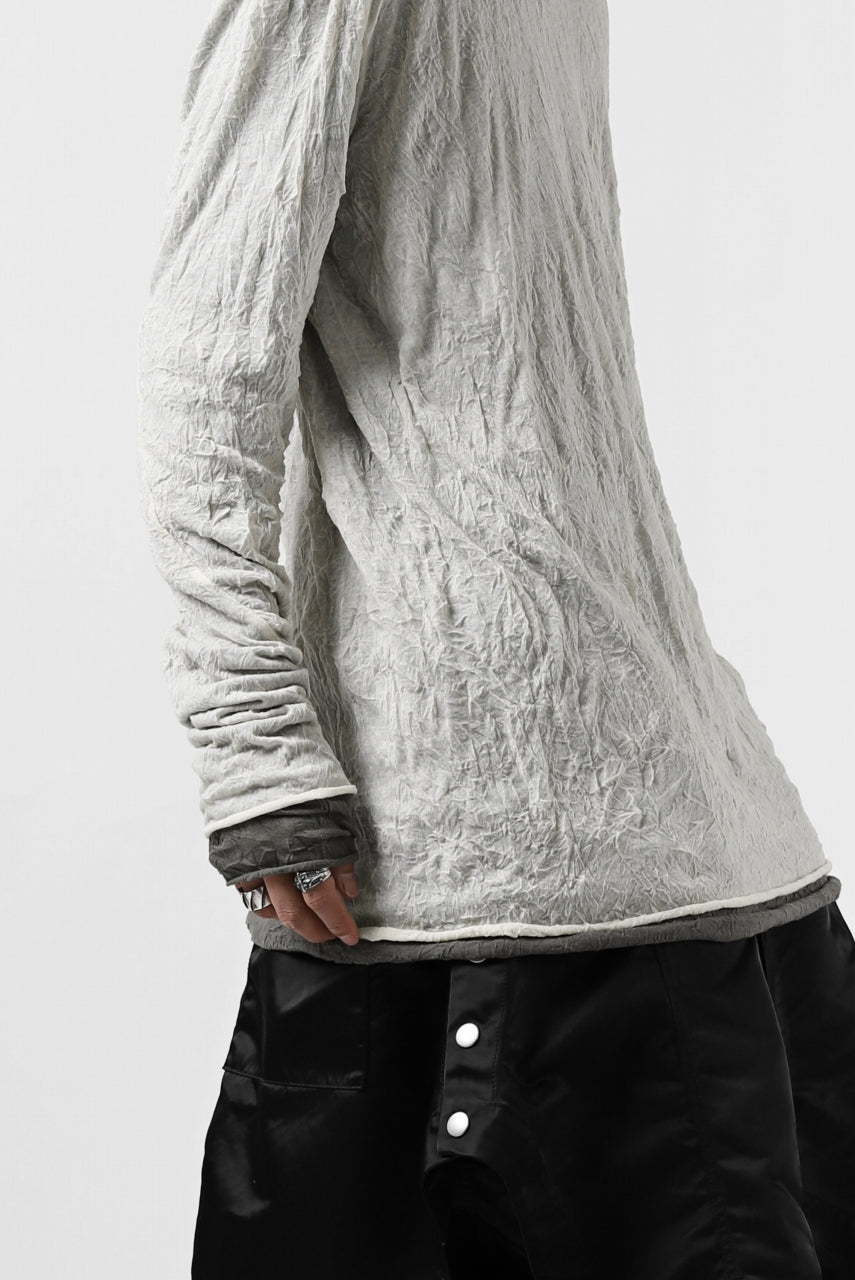 A.F ARTEFACT DOUBLE LAYERED LONG SLEEVE TOPS (IVORY×GREY)