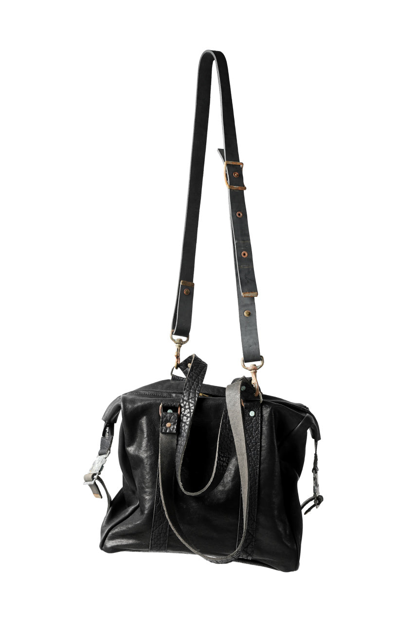 ierib exclusive 2way Doctors Bag with Strap Belt / Oiled Horse Leather (BLACK)