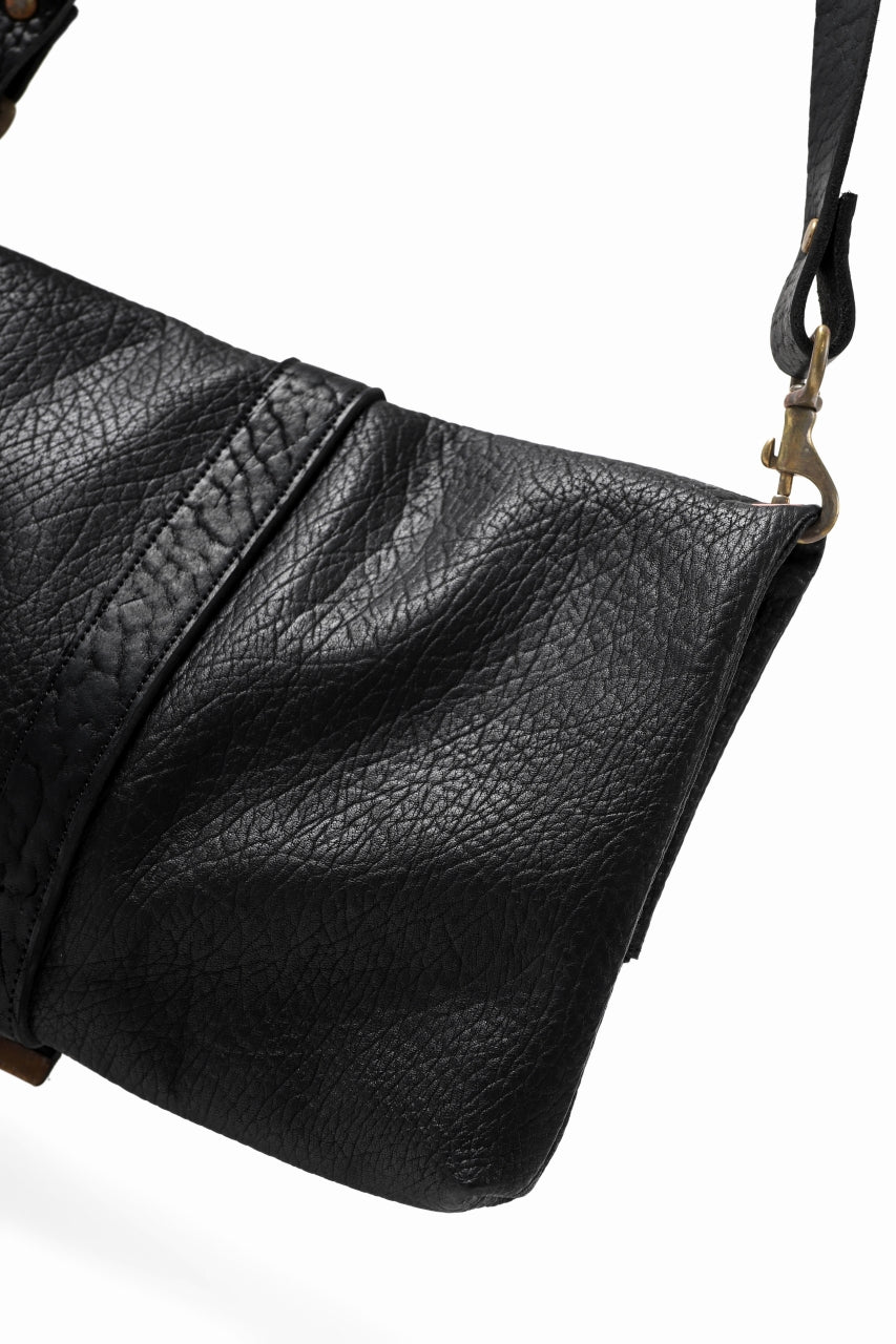 画像をギャラリービューアに読み込む, ierib exclusive folded shoulder-clutch bag / Shrunken Rough Bull (BLACK)