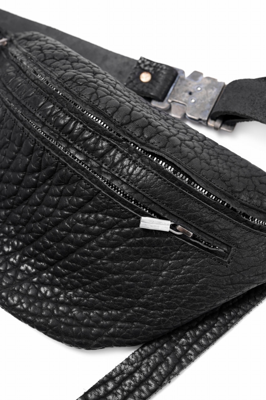 ierib WAIST BAG 2 / Shrunken Rough Bull Leather (BLACK)