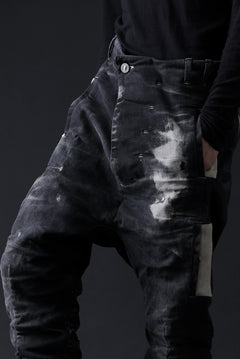 Load image into Gallery viewer, BORIS BIDJAN SABERI DROP CROTCH PANTS / STONE WASHED &amp; USED EFFECT &amp; BODY MOLDED &quot;P24-F1603K&quot; (BLACK DENIM)