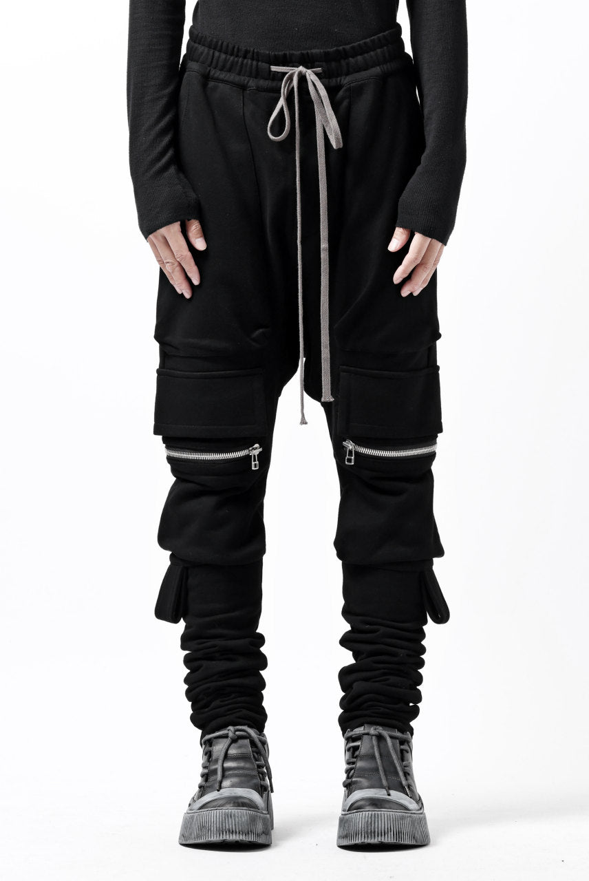 A.F ARTEFACT FLAP ZIP SARROUEL SKINNY PANTS / COTTON SWEAT (BLACK)