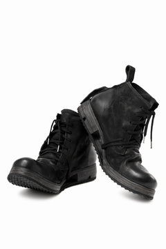 画像をギャラリービューアに読み込む, BORIS BIDJAN SABERI COW LEATHER LACE UP MIDDLE BOOTS / WASHED &amp; HAND-TREATED &quot;BOOT4&quot; (BLACK)