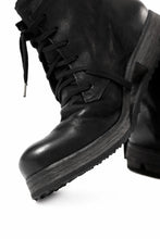 画像をギャラリービューアに読み込む, BORIS BIDJAN SABERI COW LEATHER LACE UP MIDDLE BOOTS / WASHED &amp; HAND-TREATED &quot;BOOT4&quot; (BLACK)