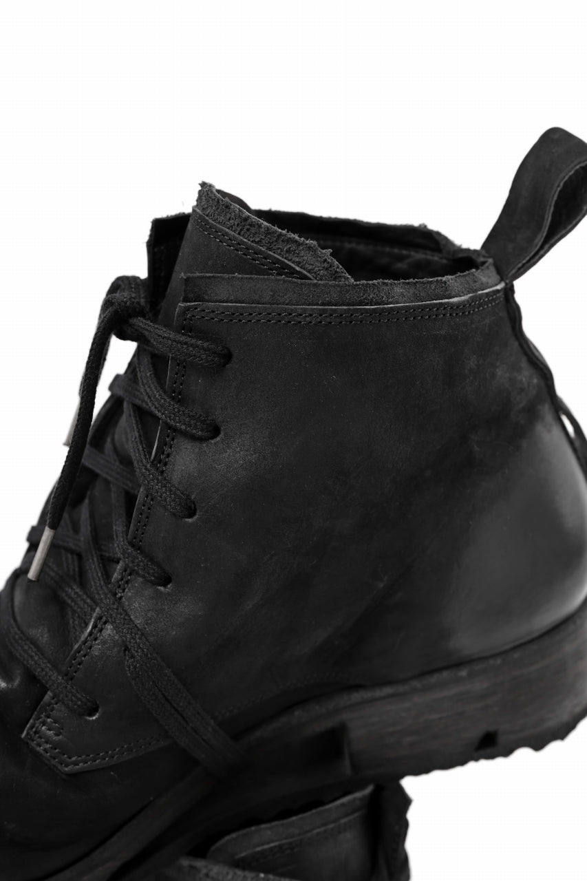 画像をギャラリービューアに読み込む, BORIS BIDJAN SABERI COW LEATHER LACE UP MIDDLE BOOTS / WASHED &amp; HAND-TREATED &quot;BOOT4&quot; (BLACK)