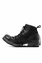 画像をギャラリービューアに読み込む, BORIS BIDJAN SABERI COW LEATHER LACE UP MIDDLE BOOTS / WASHED &amp; HAND-TREATED &quot;BOOT4&quot; (BLACK)