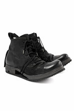 画像をギャラリービューアに読み込む, BORIS BIDJAN SABERI COW LEATHER LACE UP MIDDLE BOOTS / WASHED &amp; HAND-TREATED &quot;BOOT4&quot; (BLACK)