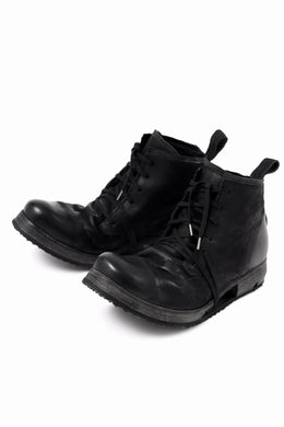BORIS BIDJAN SABERI COW LEATHER LACE UP MIDDLE BOOTS / WASHED & HAND-TREATED 