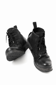 画像をギャラリービューアに読み込む, BORIS BIDJAN SABERI COW LEATHER LACE UP MIDDLE BOOTS / WASHED &amp; HAND-TREATED &quot;BOOT4&quot; (BLACK)